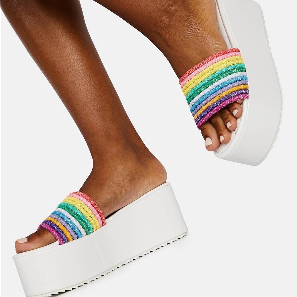 White rainbow platform sandals - Picture 2 of 9